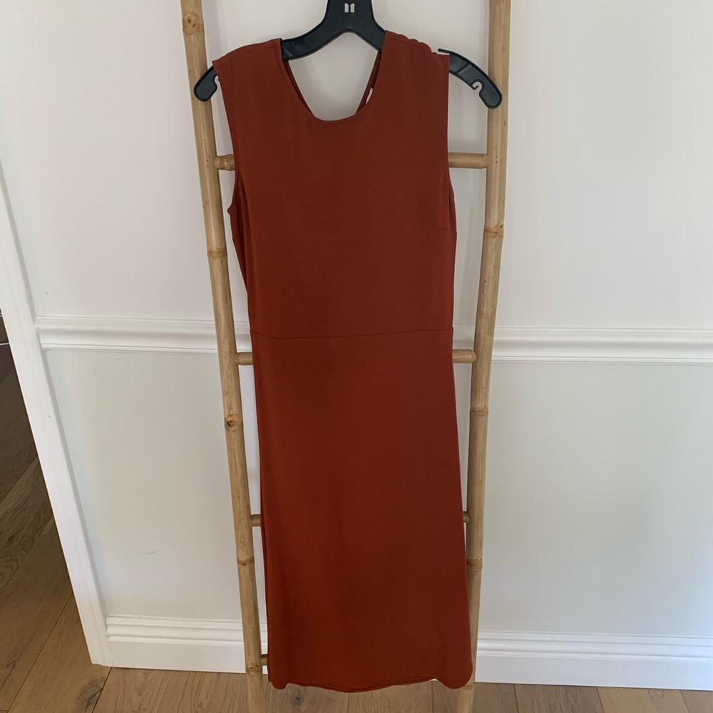 A.L.C. MIDI Silk dress slit open back Rust